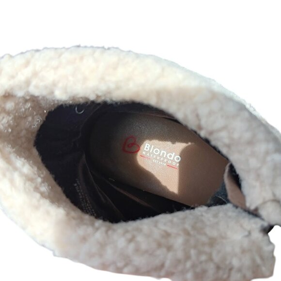 Blondo Waterproof Suede Ankle Boots Women’s Size 9 Taupe Shearling Lined Winter - Picture 11 of 13